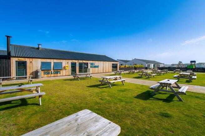 outdoor seating fish and chips Silver Sands Holida