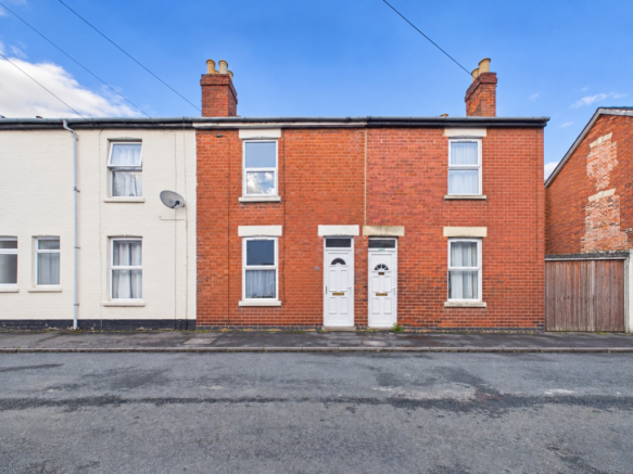 Clear street, restored brick facade
