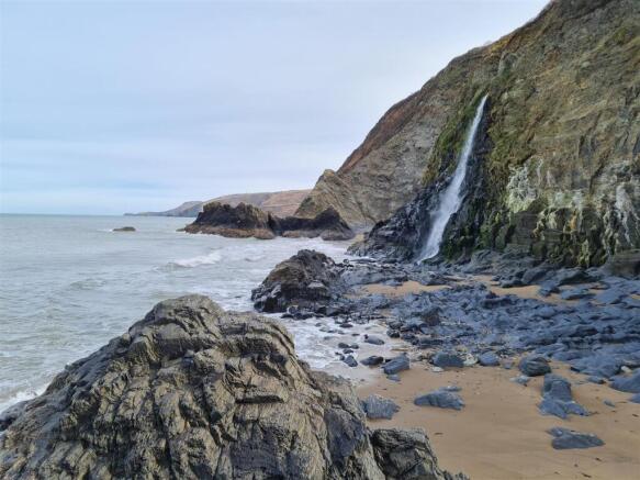 Tresaith beach waterfall