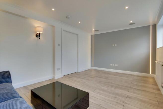 Ultra-modern living space with sleek LED accent...