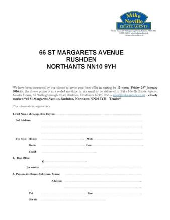 Tender Form - 66 St 