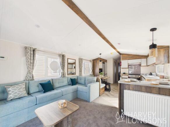 Bright open-plan lounge and kitchen