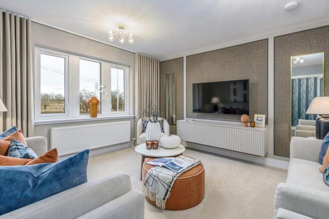 4 bedroom showhome | formal lounge with front-facing windows and elegant neutral décor