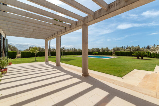 Spacious terrace with garden views