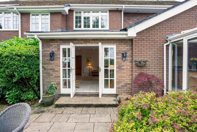 French doors from the living/dining room 