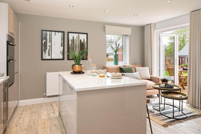 Inside view of the open plan kitchen. Alderney. 4 bed home.