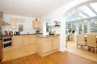 Kitchen with conservatory