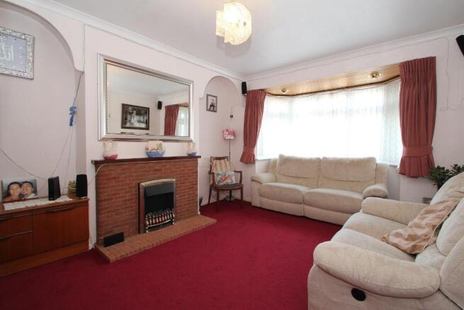 Lounge with bay and fireplace