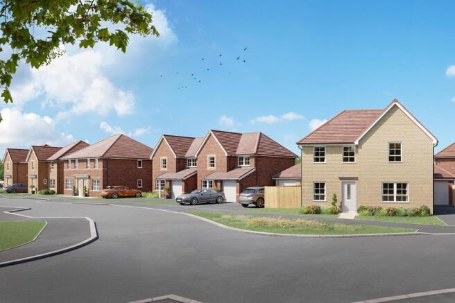 CGI street scene of Church Fields, New Hartley