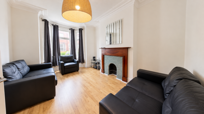 Bright Modern Living Room with Bay Window