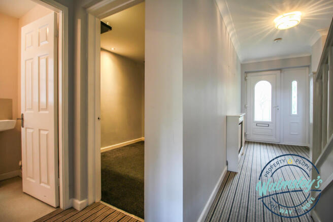Entrance hallway, home office and cloakroom