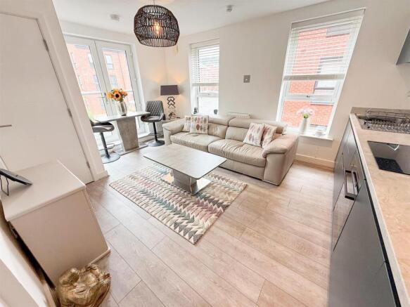open plan kitchen, dining, living space