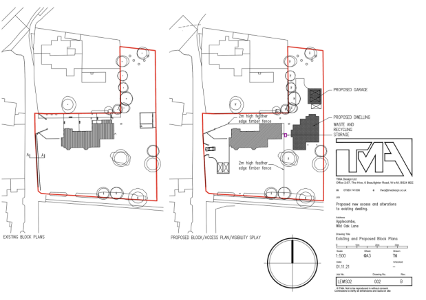 Existing and proposed block plans