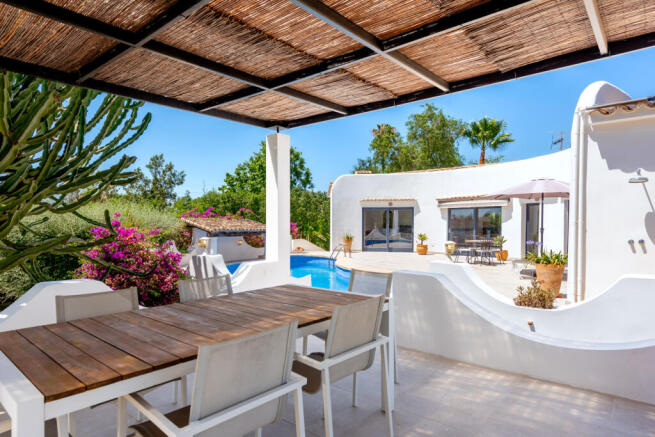 Covered seating area on the terrace