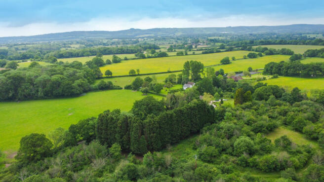 Drone view of open countryside surrounding South Chailey with public footpaths running directly from the house