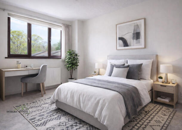 Staged Bedroom one.