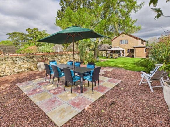 Rear paved seating area