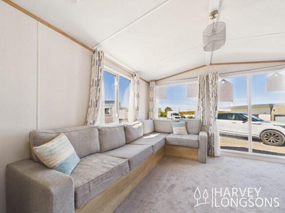 static caravan lounge with corner sofa and large w