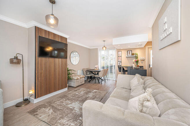 Lounge with open plan Dining Kitchen