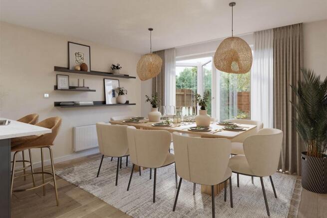 Bi-fold doors from kitchen/dining area