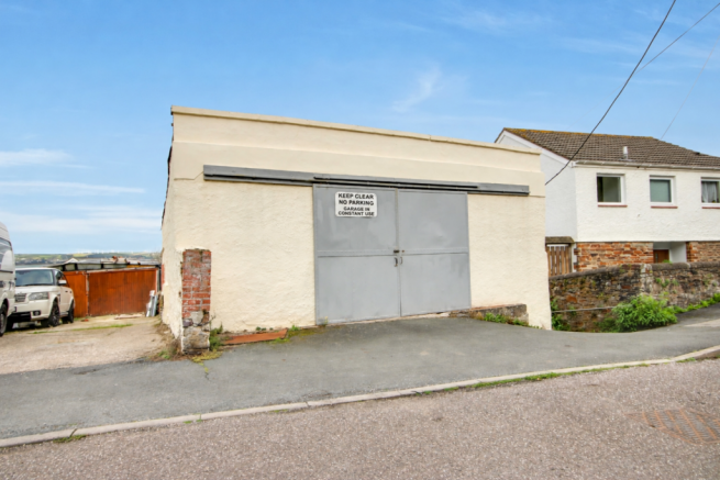 Suburban Garage with Keep Clear Sign