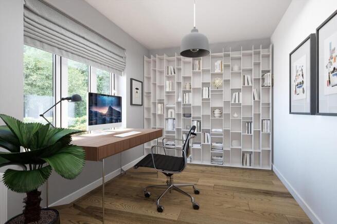 Dedicated home office at the front of the home