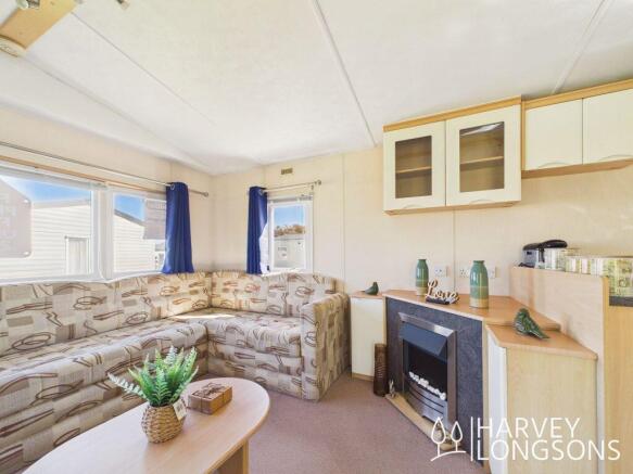 static caravan lounge seating area with corner sof
