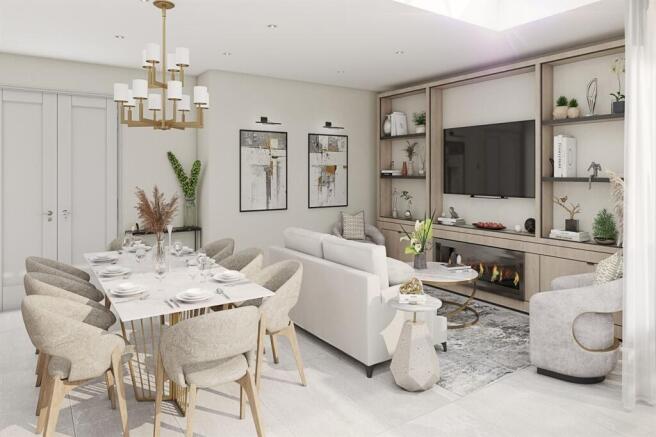 Open plan dining/family room CGI