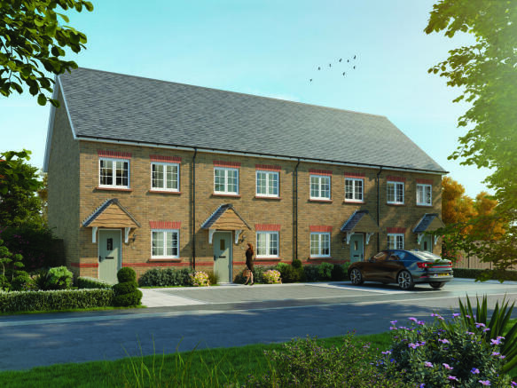 Redrow external image of the brick terrace 3 bedroom Stamford home