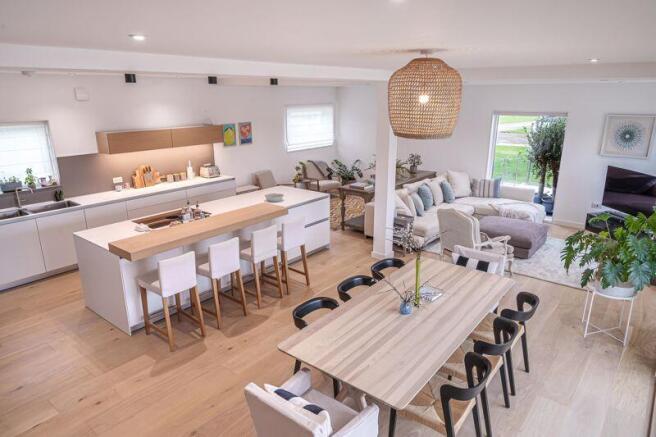 Open plan kitchen living dining area