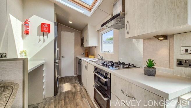 Modern fitted kitchen in the Atlas Lookout static