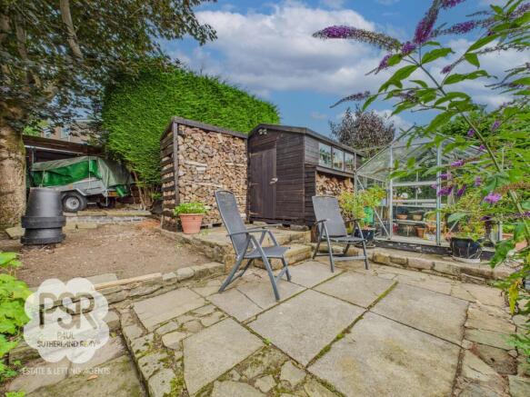 Rear Garden - Upper Patio Seating Area, Greenhouse and Shed