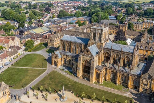 Drone of property and Sherborne Abbey