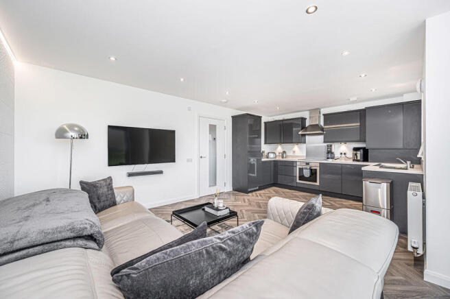 Lounge with open plan kitchen