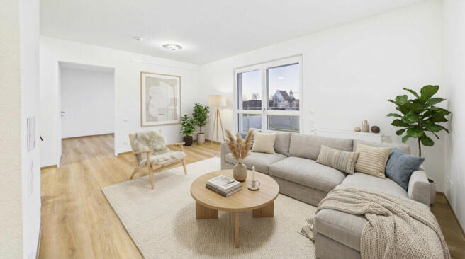 Wohnzimmer mit Balkon (Möbel Visualisierung)