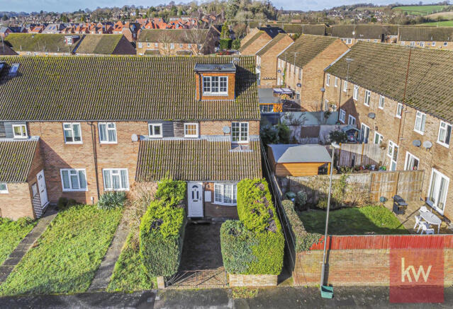 Elevated View Of House & Driveway