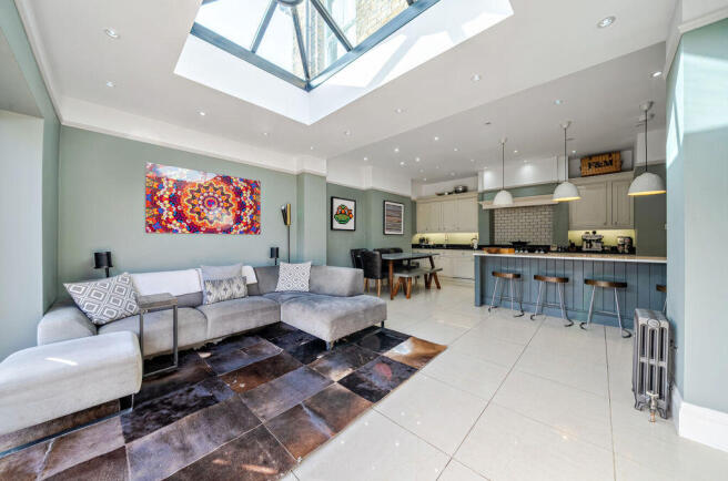 Kitchen dining and family room angle 1