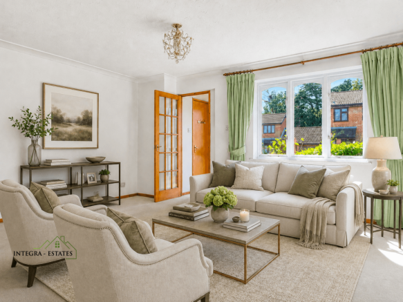 Staged living room Brookwood Close Shortlnds BR2