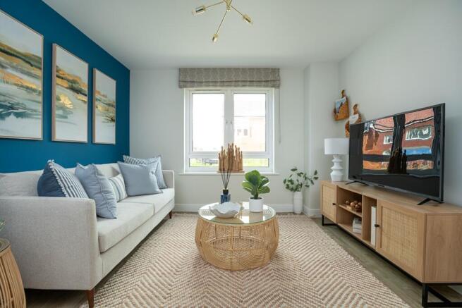 The living room is located at the front of the home