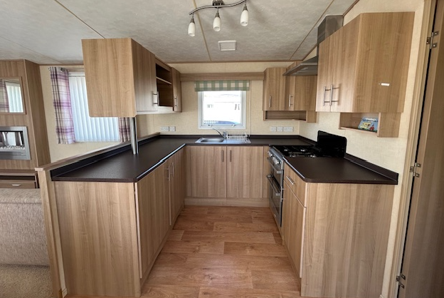 Modern kitchen inside ABI Derwent static caravan