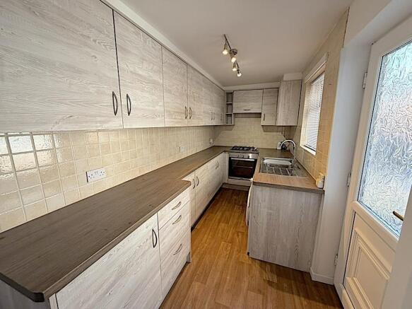 Bright kitchen with ample counter space...