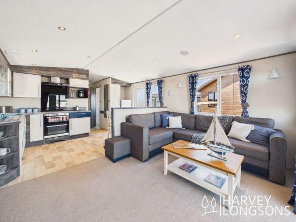 Spacious open-plan living in Amble Links caravan