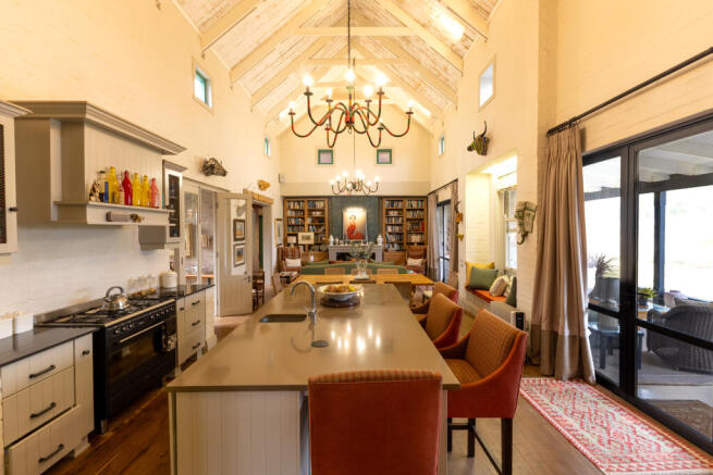 Kitchen opens onto the patio views