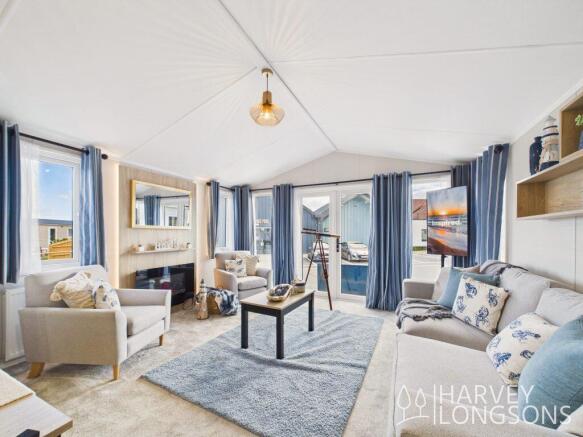 Living Area with Patio Doors in the Sunseeker Sand