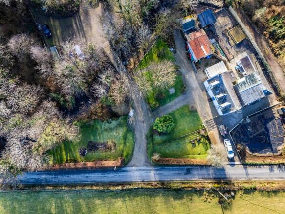 Dyemill House and gardens aerial view