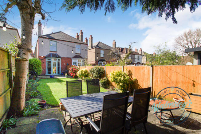 Rear gardens towards house