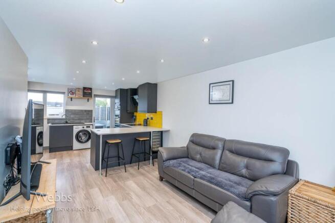 open plan living area and kitchen
