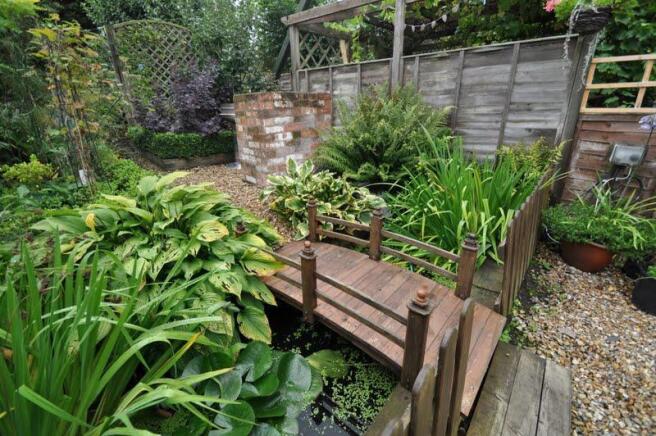 Pond with chinese bridge