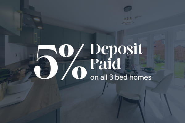 5% Deposit Paid on all 3 bed homes