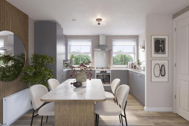Kitchen and dining room in the 2 bedroom Harlington